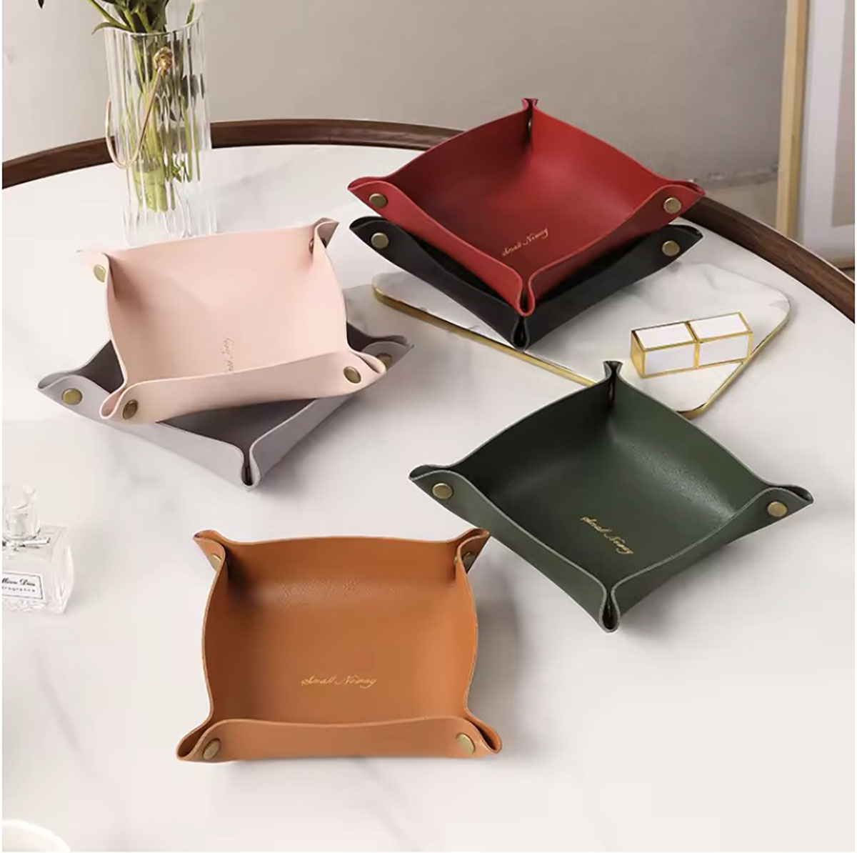 Desk Organizer - 北欧スタイルの革収納トレイデスクトップオーガナイザーキージュエリー化粧品収納ボックス折りたたみオーガナイザー家の装飾