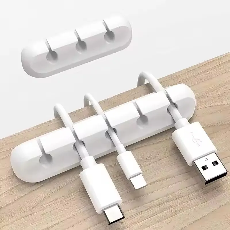 Desk Organizer - シリコン製USBケーブルオーガナイザー、USB充電ケーブル巻き取り器、デスクトップ整理クリップ、マウス・イヤホンアクセサリー用ケーブルホルダー