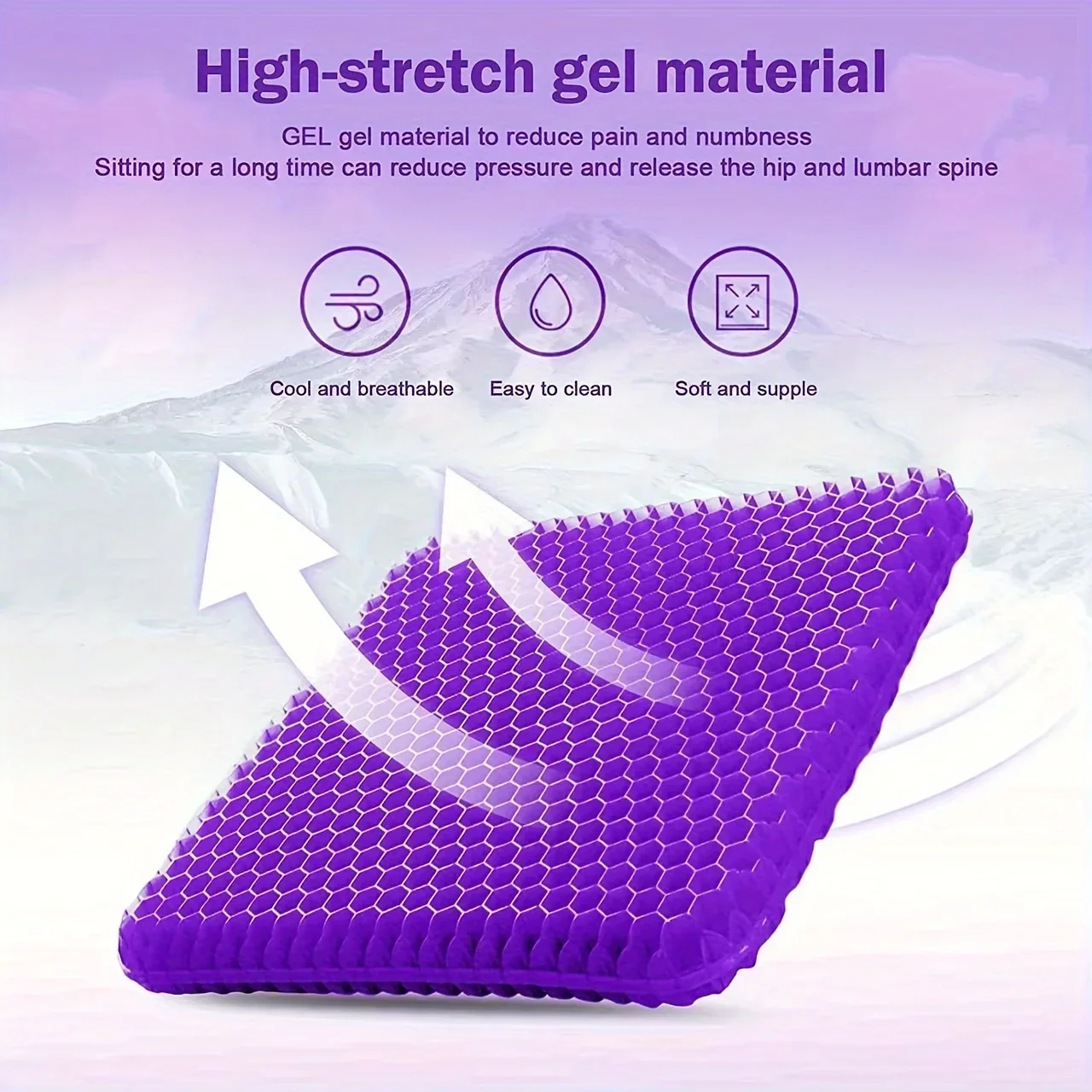 ジェル素材のシートクッション1個。通気性の良いハニカム構造で - Office Chair Cushion のレビューと価格