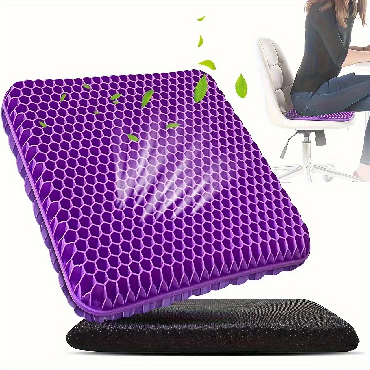 ジェル素材のシートクッション1個。通気性の良いハニカム構造で - Office Chair Cushion のレビューと価格