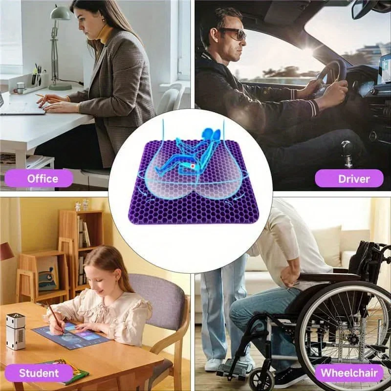ジェル素材のシートクッション1個。通気性の良いハニカム構造で - Office Chair Cushion のレビューと価格