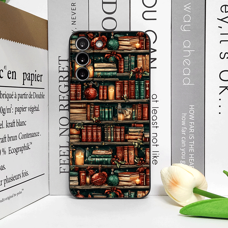 クリスマスデコレーション本棚ブックプリントスマホケース Ho - Bookshelf のレビューと価格