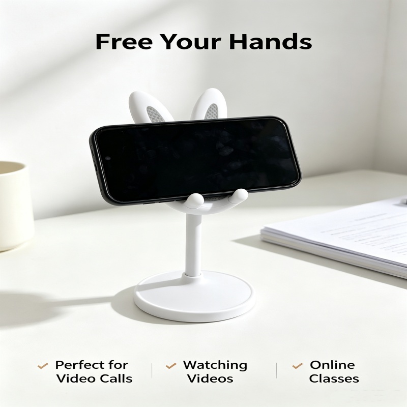 かわいいバニー電話スタンド調節可能なデスク電話ホルダー滑り止 - Standing Desk のレビューと価格