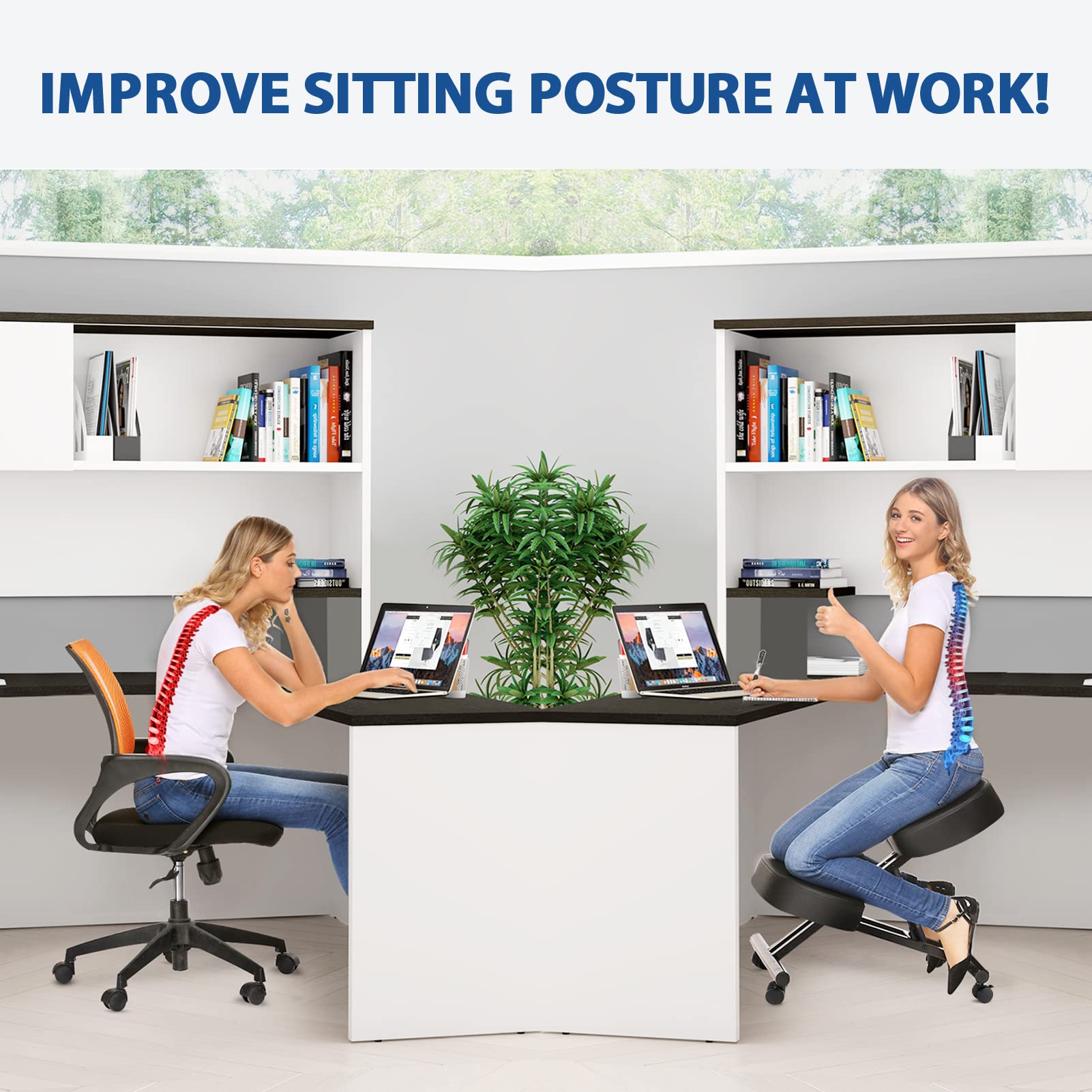 オフィス用のエルゴノミクスニーリングチェア、家庭およびオフィ - Office Chair のレビューと価格