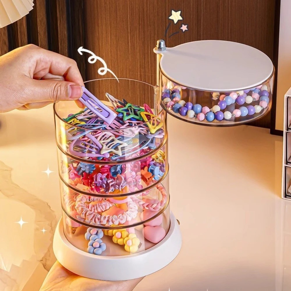 360度回転式クリアヘアアクセサリーオーガナイザー、コンパク - Desk Organizer のレビューと価格