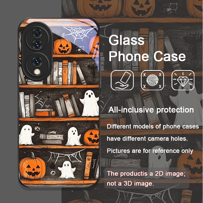 ハロウィン パンプキン ゴースト 本棚 強化ガラス製スマホケ - Bookshelf のレビューと価格