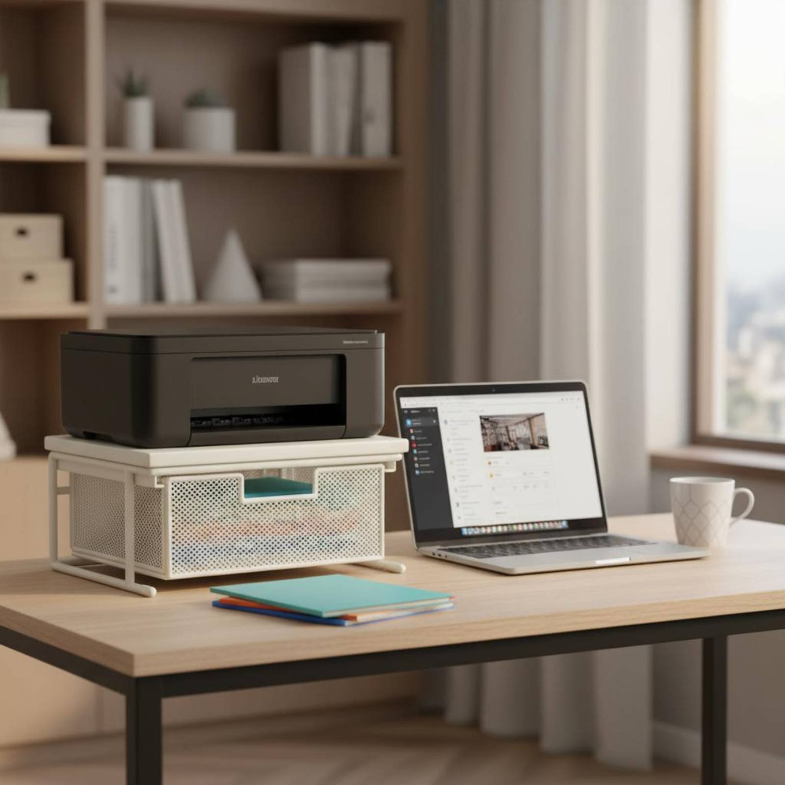 引き出し付きプリンタースタンド 省スペースデスクトッププリン - Printer Stand のレビューと価格
