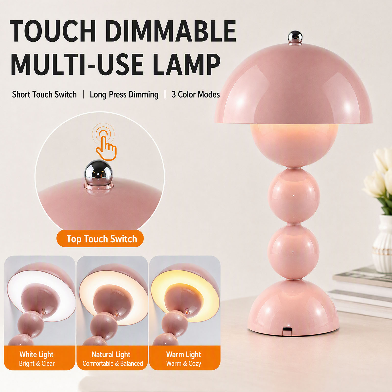 USB接続のきのこ型LEDテーブルランプ。3つのカラーモード - Desk Lamp のレビューと価格