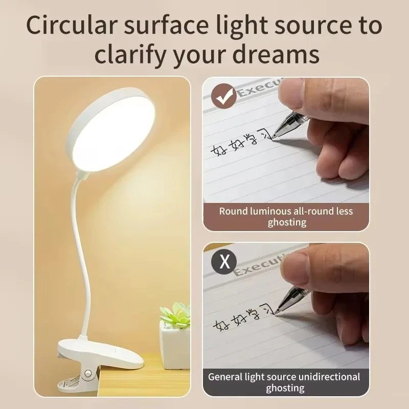 ポータブルUSB充電式クリップオンデスクランプ3色温度調節可 - Desk Lamp のレビューと価格