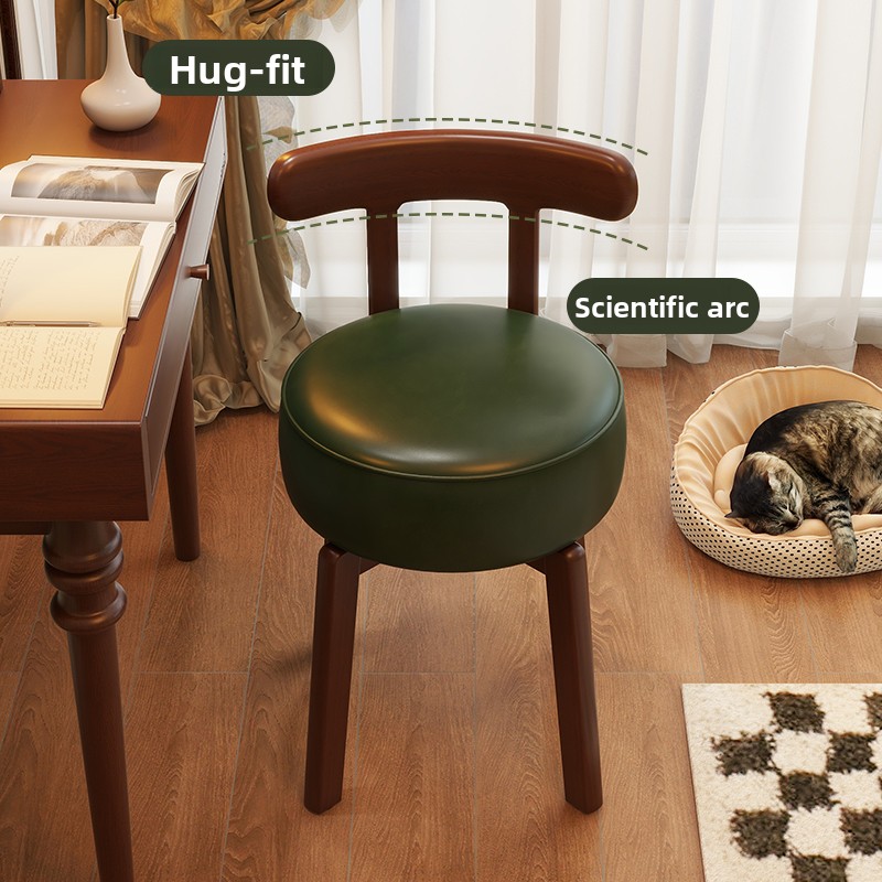 無垢材回転式ドレッシングチェア、革製クッション、寝室用ドレッ - Office Chair Cushion のレビューと価格