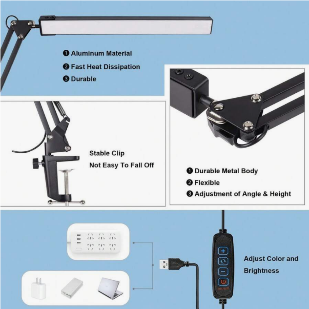 LEDデスクランプ 家庭用、読書用、勉強用、調節可能な目に優 - Desk Lamp のレビューと価格