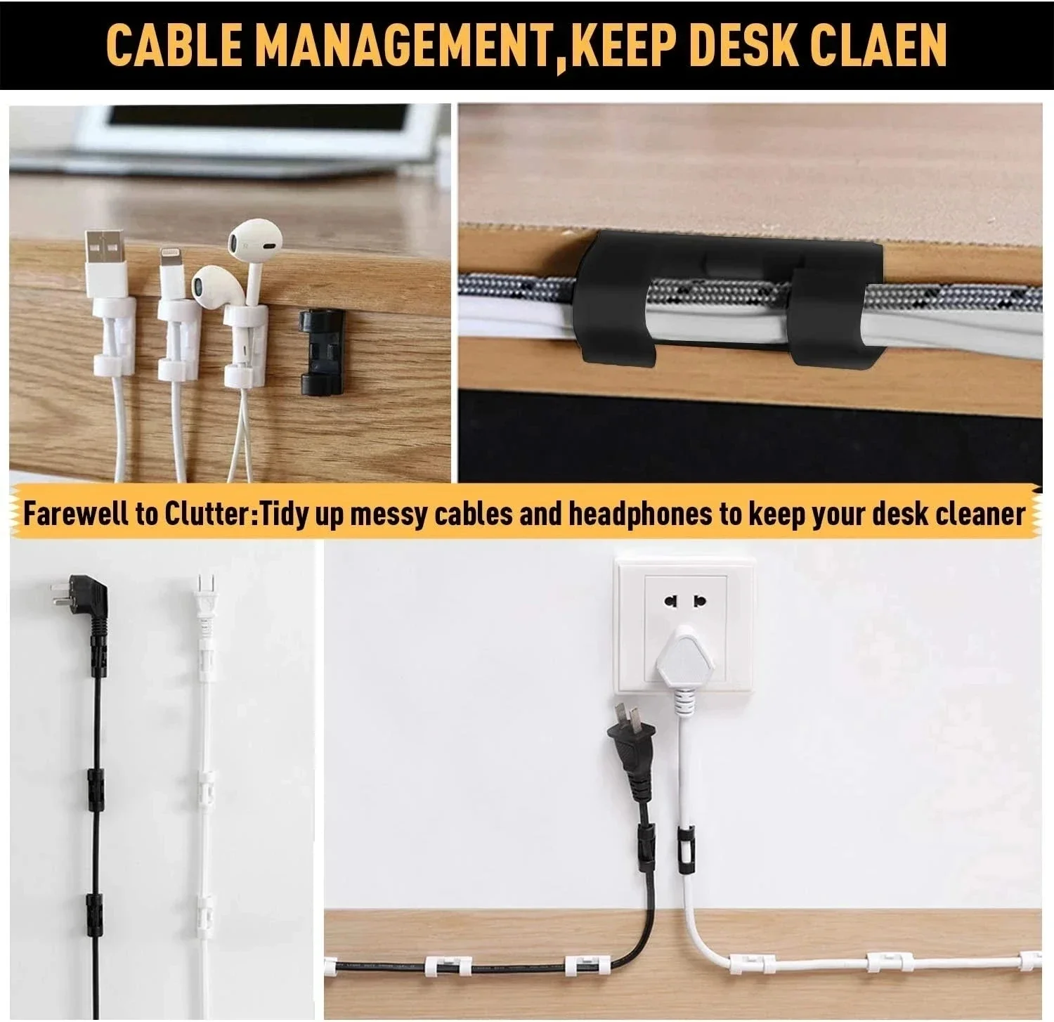 ケーブルクリップオーガナイザー、ドロップワイヤーホルダー、コ - Desk Organizer のレビューと価格